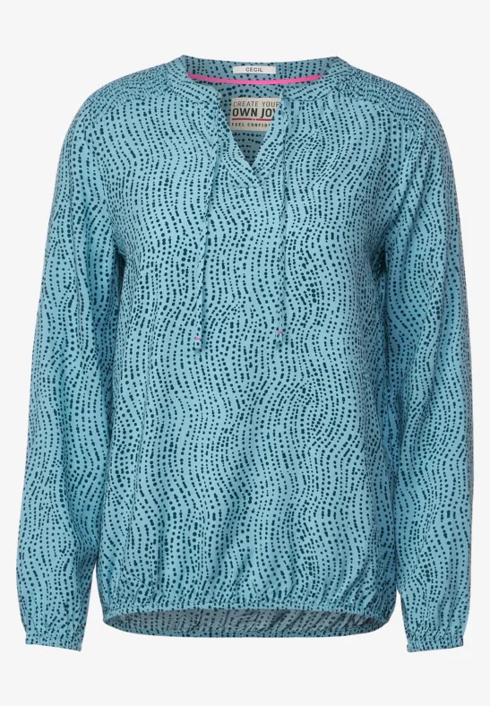 Blouse met print en gesmokte detail adriatic blue