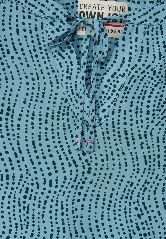 Blouse met print en gesmokte detail adriatic blue
