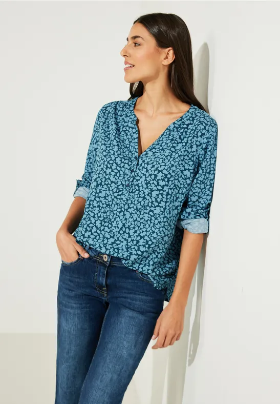 Blouse met onopvallende print deep lake green