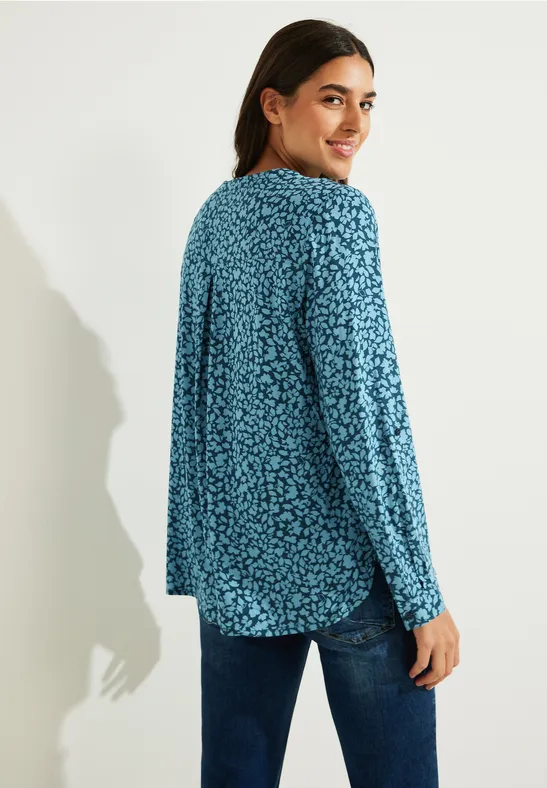 Blouse met onopvallende print deep lake green