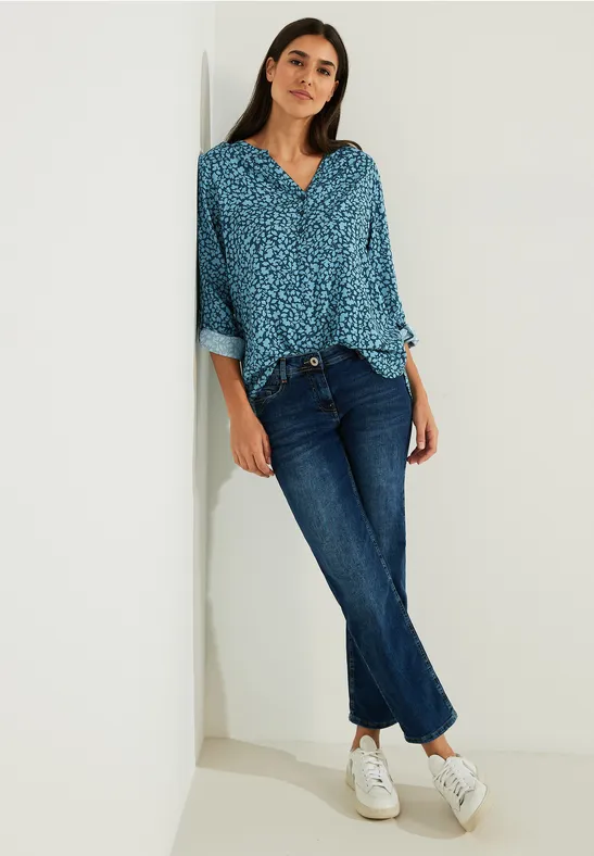 Blouse met onopvallende print deep lake green