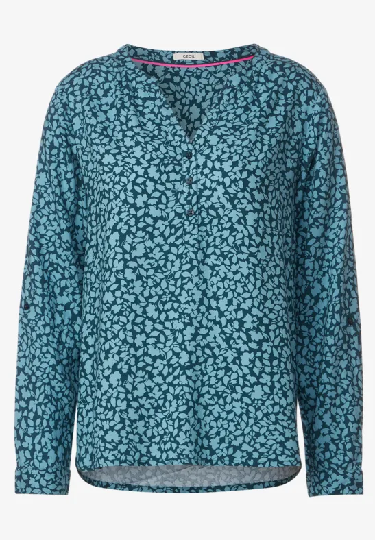 Blouse met onopvallende print deep lake green