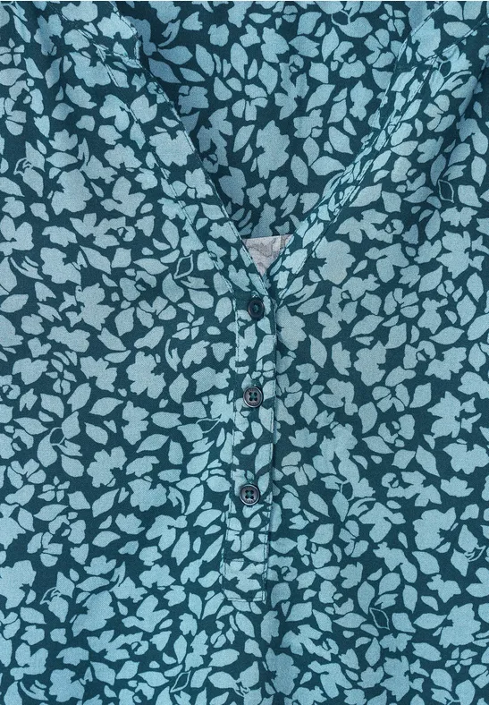 Blouse met onopvallende print deep lake green