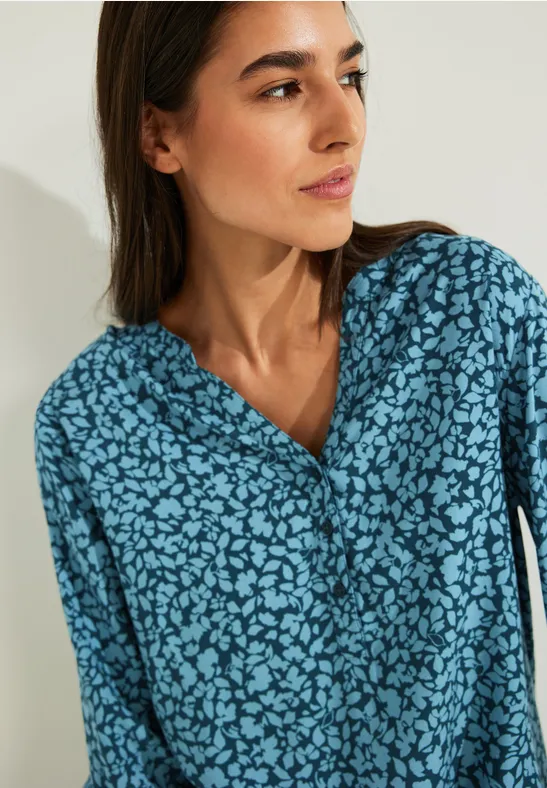 Blouse met onopvallende print deep lake green