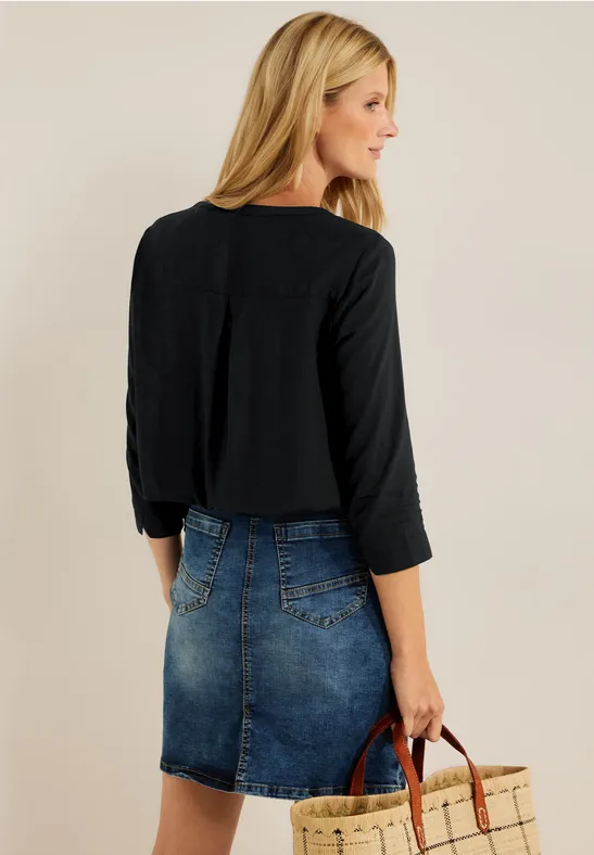 Viskose Bluse in Unifarbe Black
