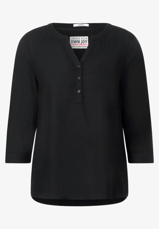 Viskose Bluse in Unifarbe Black