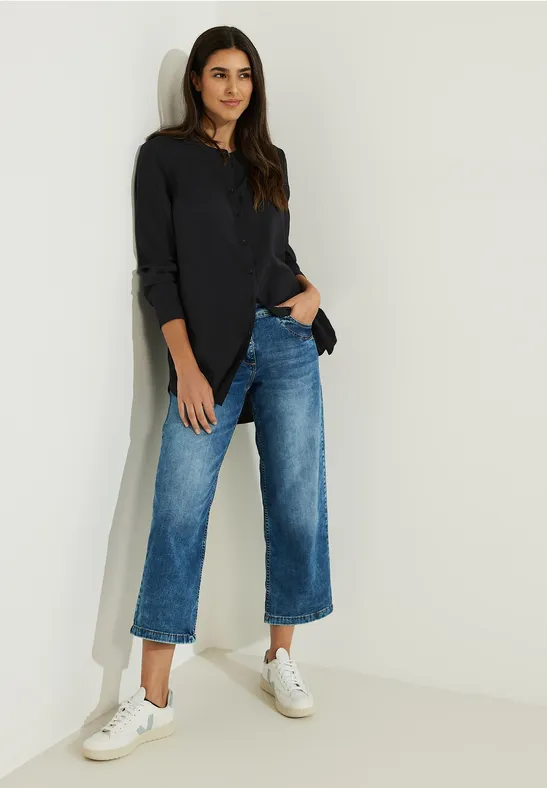 Longbluse in Unifarbe Black