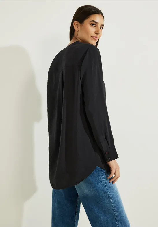 Longbluse in Unifarbe Black