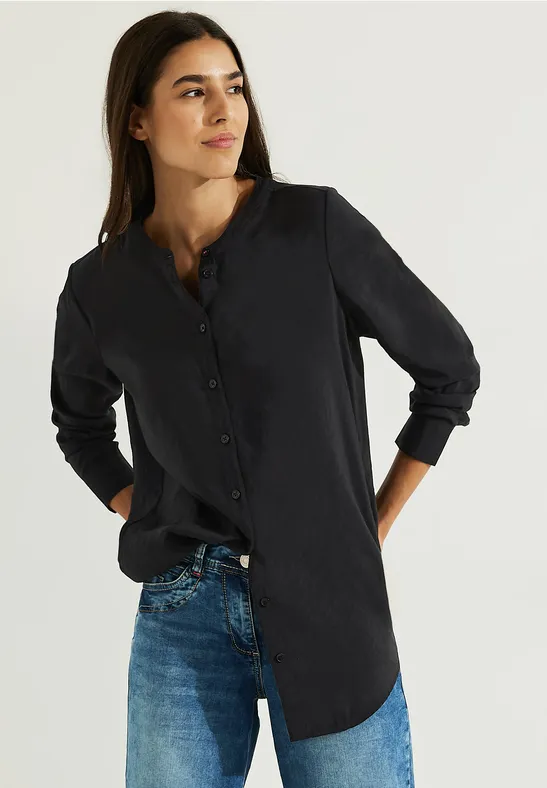 Longbluse in Unifarbe Black