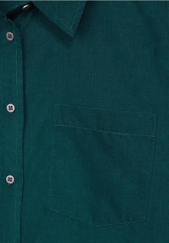 Cordbluse mit Hemdkragen deep lake green