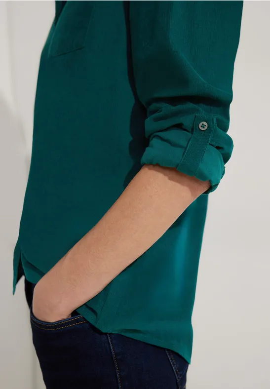 Cordbluse mit Hemdkragen deep lake green