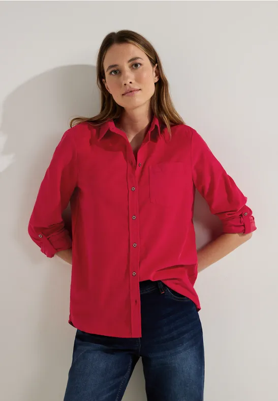 Cordbluse mit Hemdkragen casual red