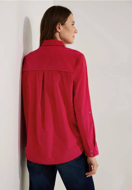 Cordbluse mit Hemdkragen casual red