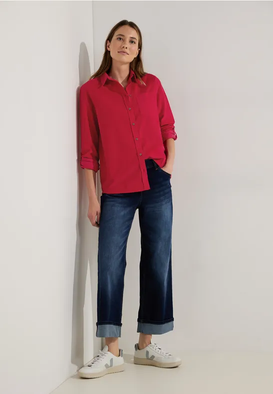 Cordbluse mit Hemdkragen casual red