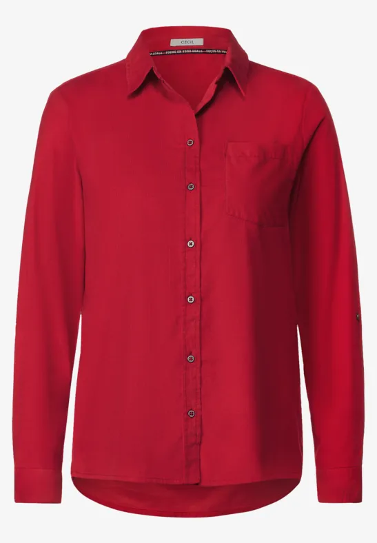 Cordbluse mit Hemdkragen casual red