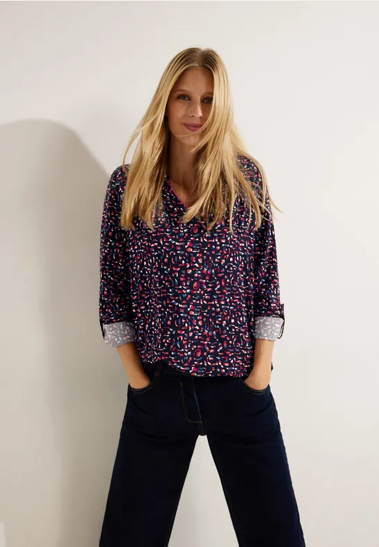 Minimal Print Bluse night sky blue