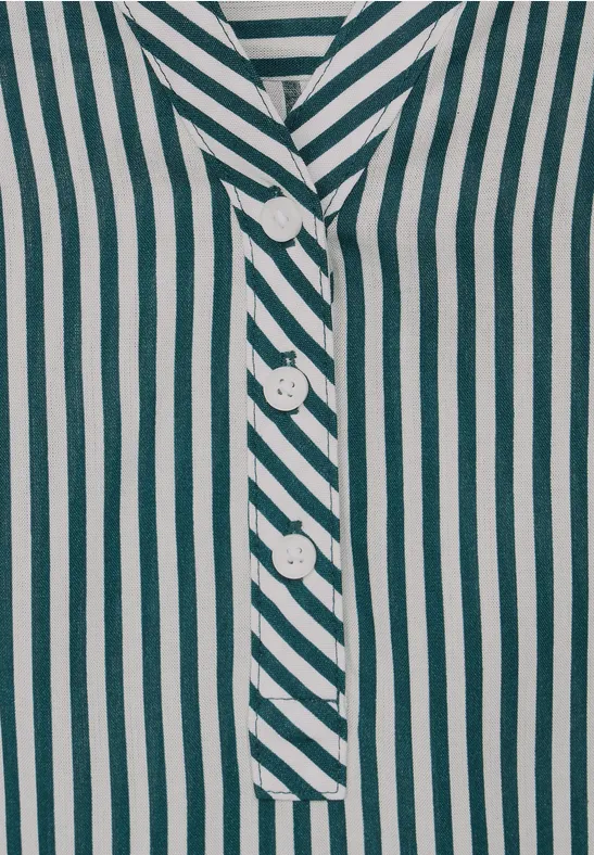 Gestreepte blouse van viscose deep lake green