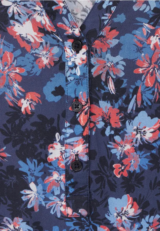 Viscose blouse met bloemenprint night sky blue