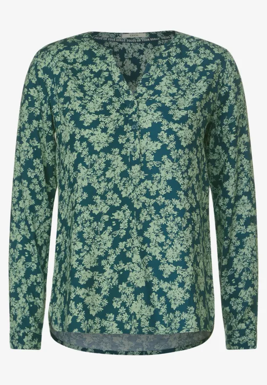 Blumenprint Bluse deep lake green