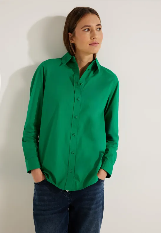 Lange blouse van katoen easy green