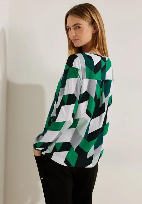 Bluse mit grafischem Print easy green