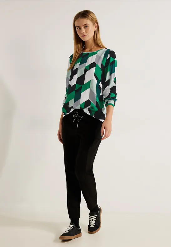 Bluse mit grafischem Print easy green