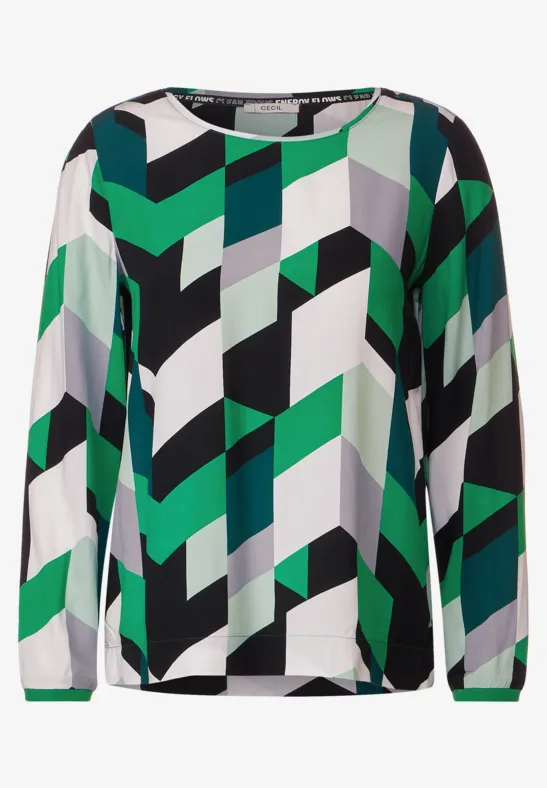Bluse mit grafischem Print easy green