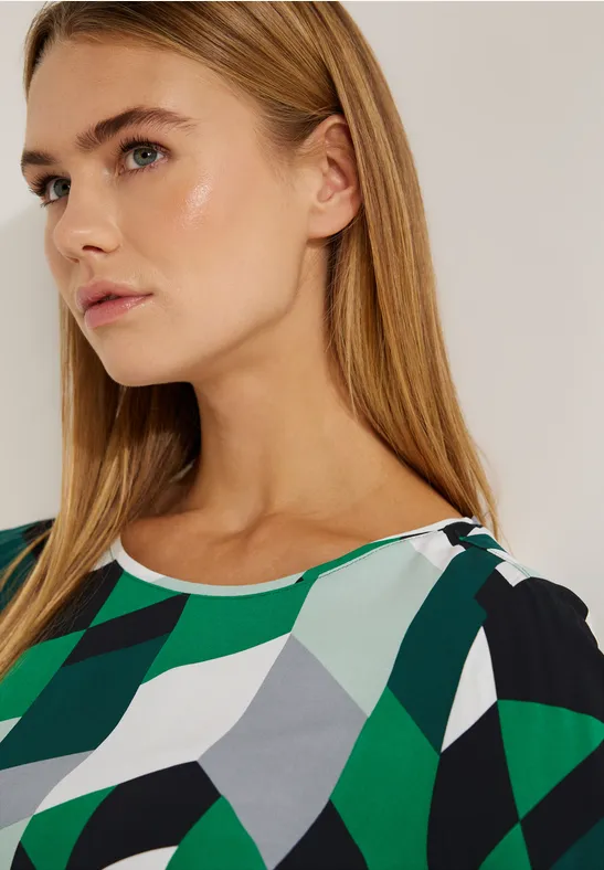Bluse mit grafischem Print easy green