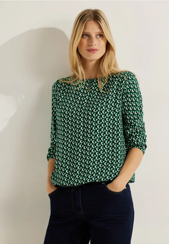 Bluse mit Minimalprint easy green