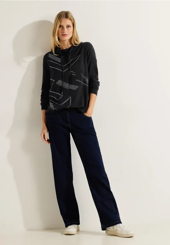 Bluse im Materialmix Black