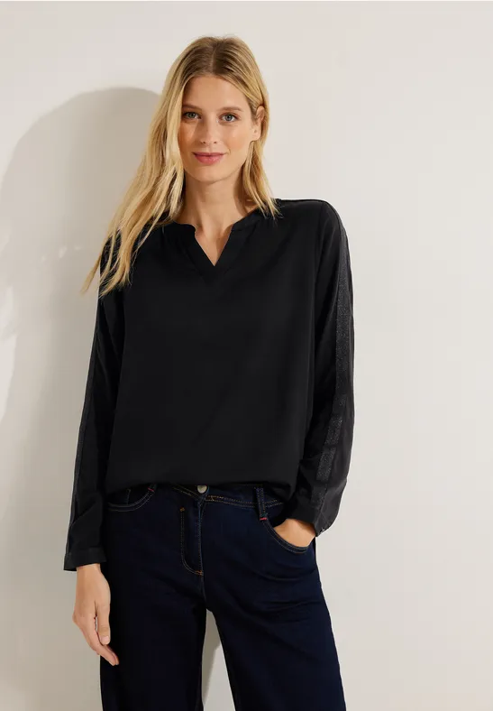 Bluse mit Tapedetail Black