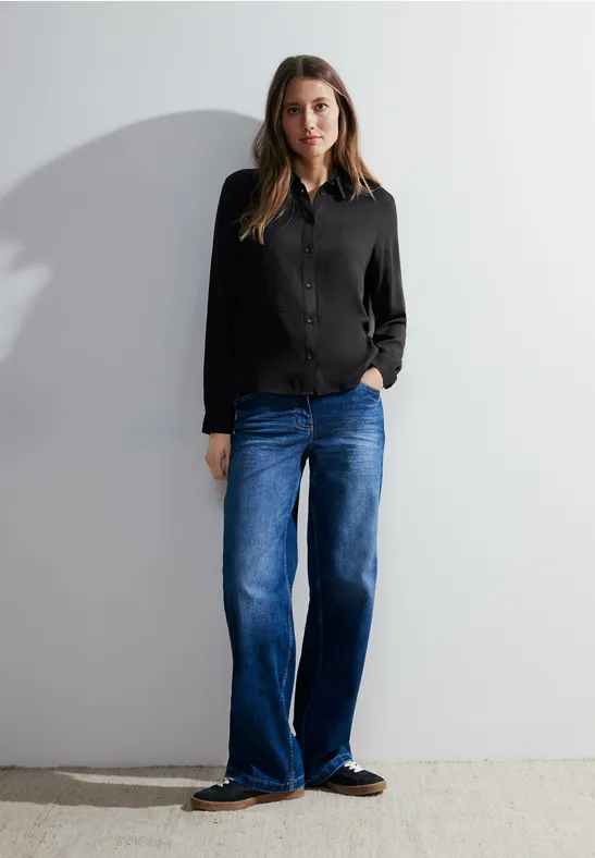 Korte viscose blouse Black