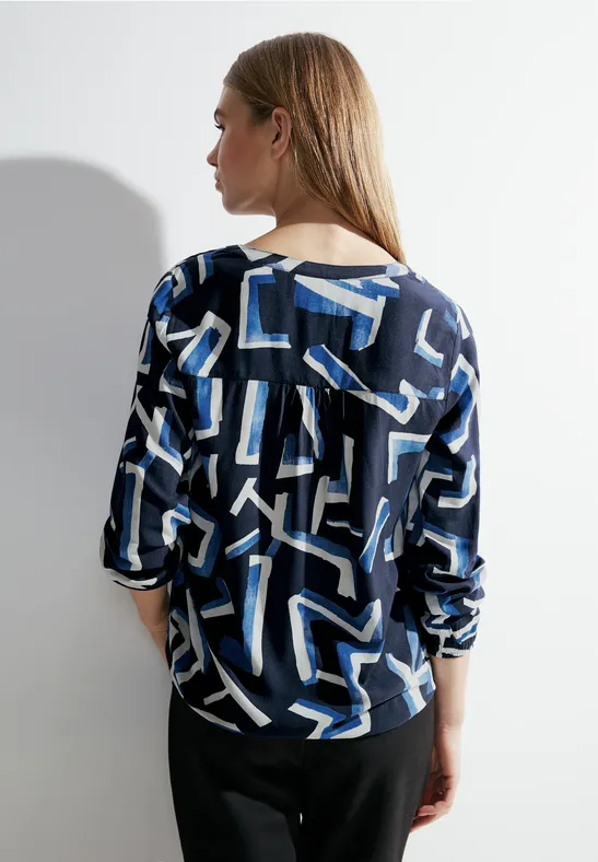 Blouse met print en elastische zoom night sky blue