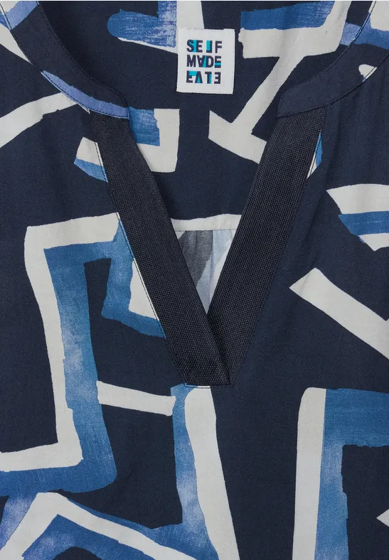 Blouse met print en elastische zoom night sky blue