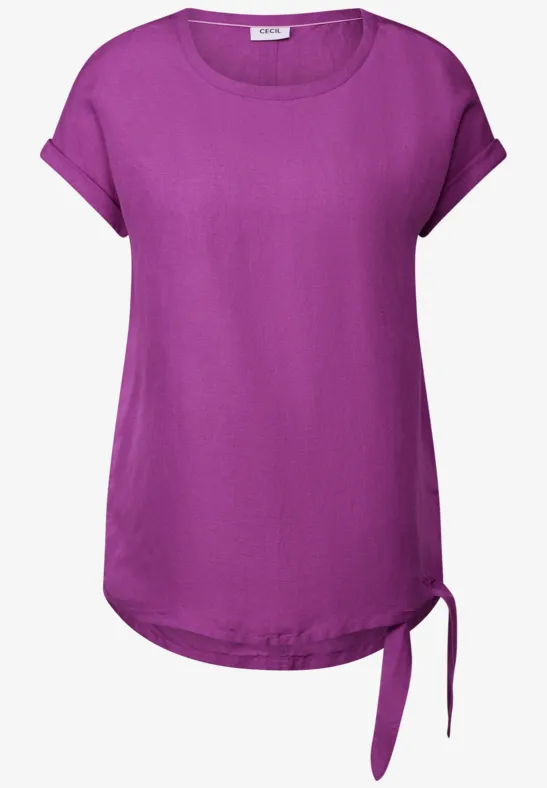 Leinenmix Bluse mit Knoten magenta lacquer