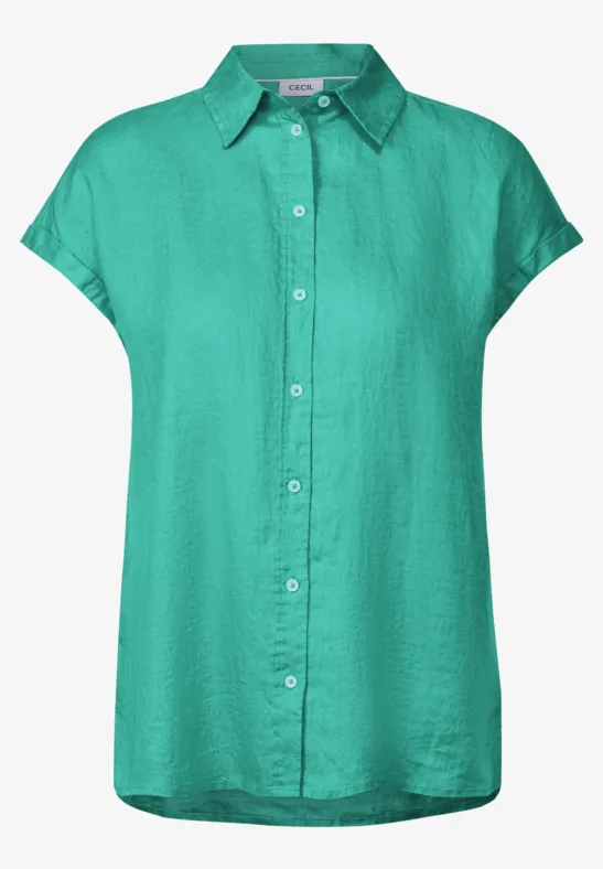 Linnen overhemd blouse agave green