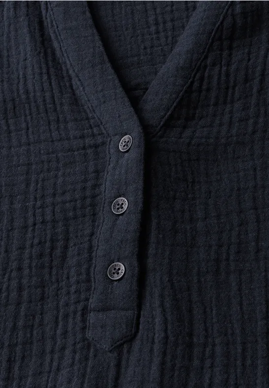 Musselin Kurzarmbluse universal blue