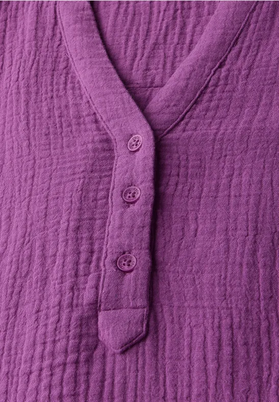 Mousseline blouse met korte mouwen magenta lacquer