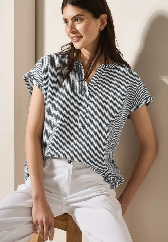 Seersucker blouse universal blue
