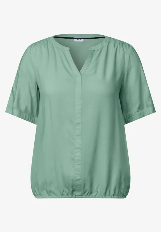 Blouse van viscose met gespleten hals matcha green