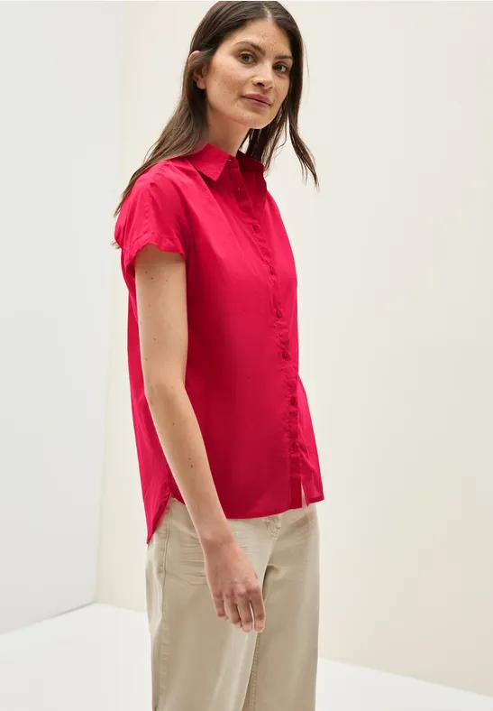 Hemdbluse in Unifarbe glazed apple red