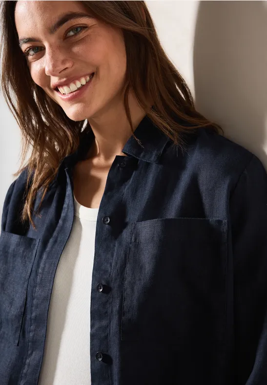 Leinen-Blouson universal blue