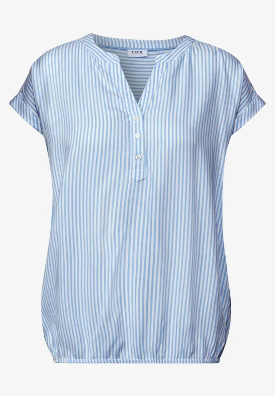 Gestreepte blouse met korte mouwen blouse blue