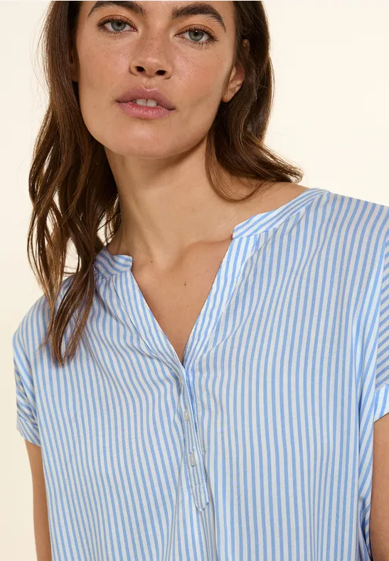 Gestreepte blouse met korte mouwen blouse blue