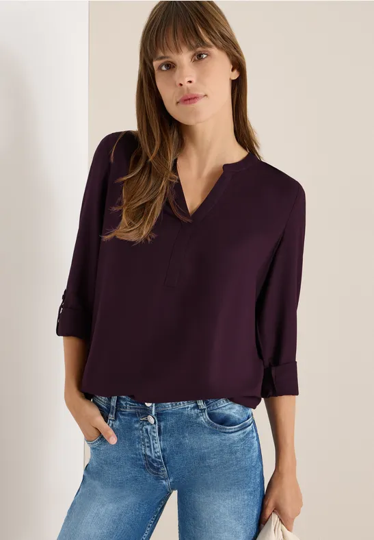 Bluse in Unifarbe eggplant red
