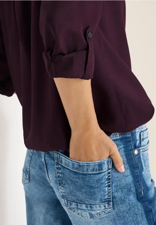 Bluse in Unifarbe eggplant red