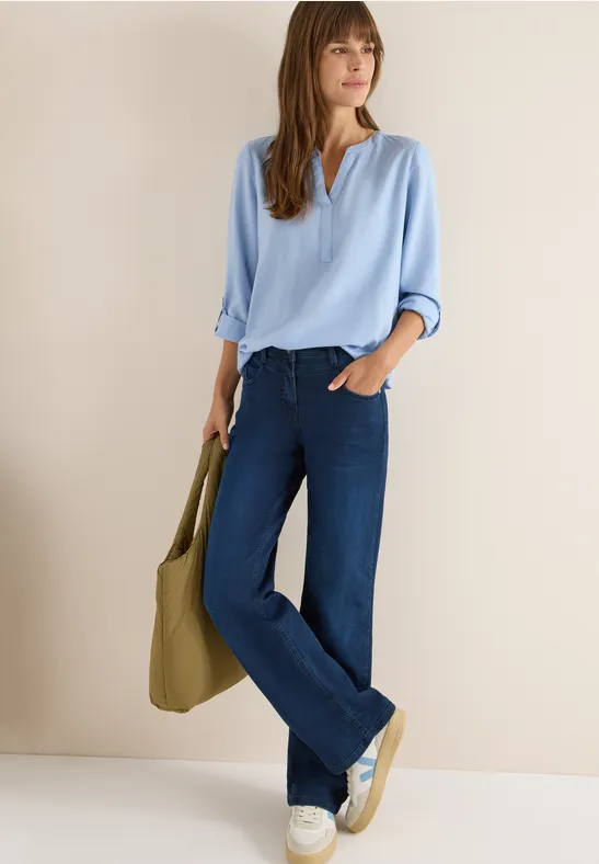 Bluse in Unifarbe mountain blue
