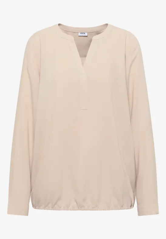Blouse in effen kleur oat milk beige