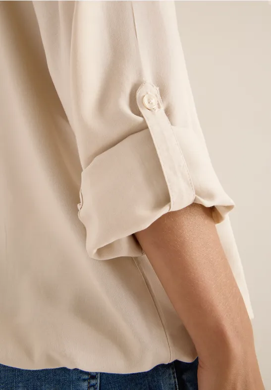 Blouse in effen kleur oat milk beige