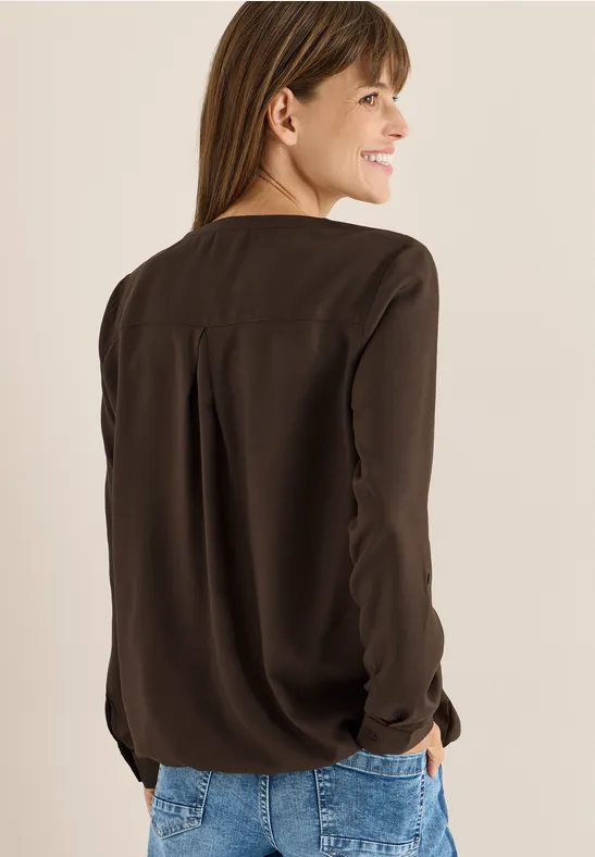 Blouse in effen kleur chocolate mousse